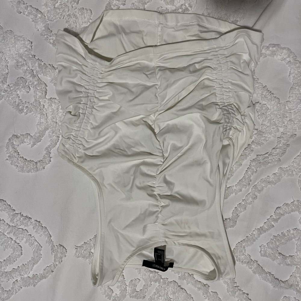 White Ruched Crop Top